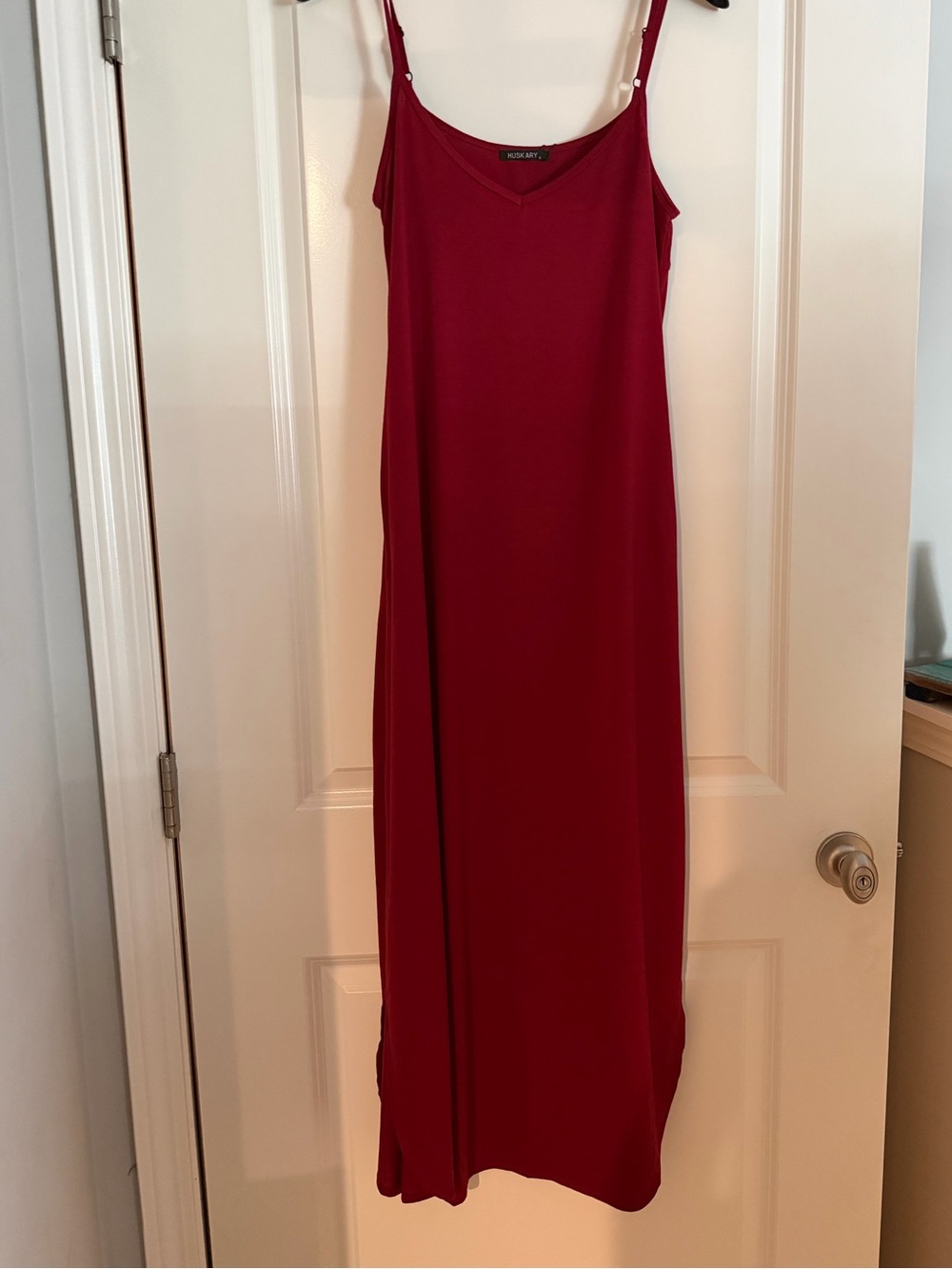 Sleeveless Red Maxi Slip Dress with Adjustable Straps